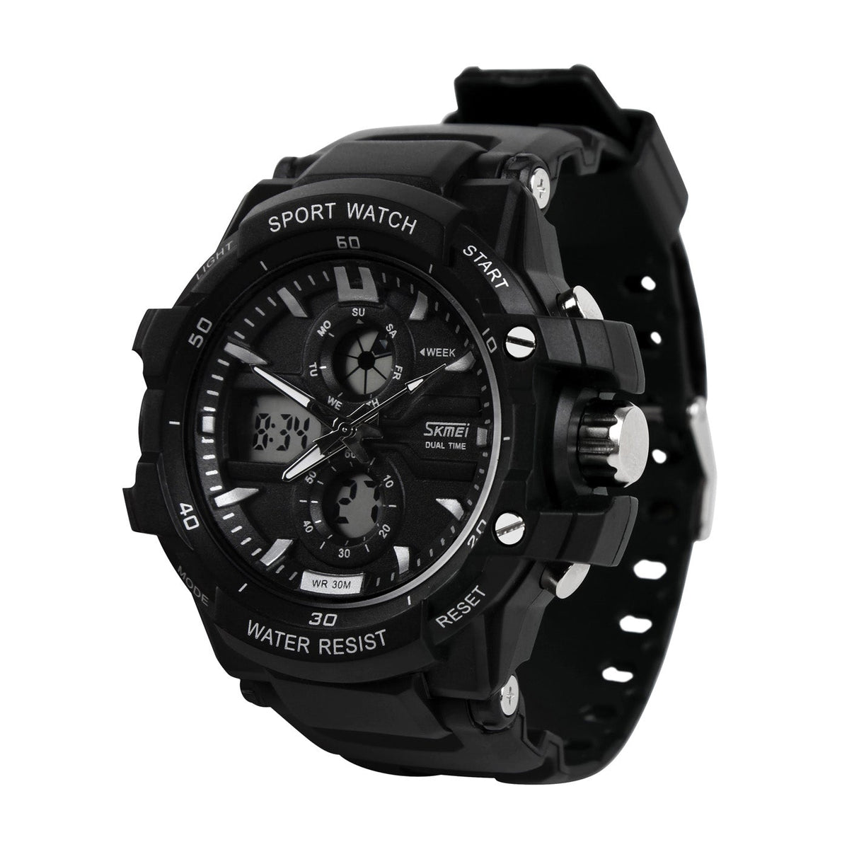 990 Reloj Skmei para Hombre Pulsera de Caucho Doble hora