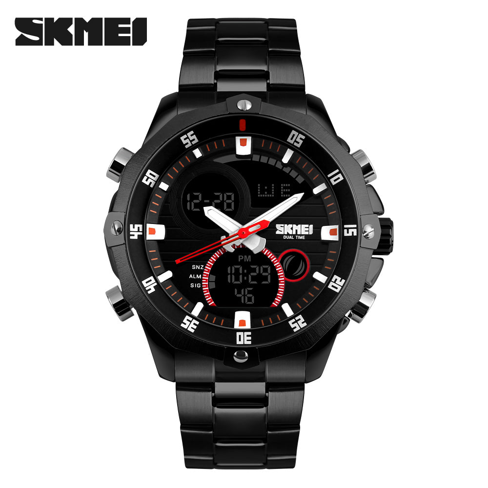 1146 Reloj Skmei para Hombre Pulsera de Metal Doble hora