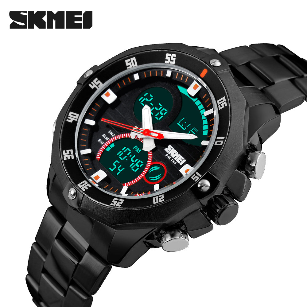 1146 Reloj Skmei para Hombre Pulsera de Metal Doble hora