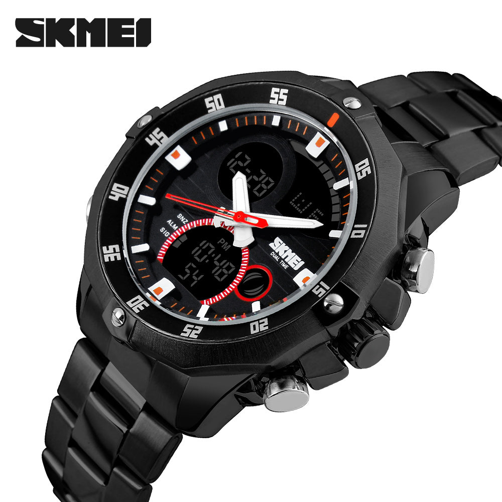 1146 Reloj Skmei para Hombre Pulsera de Metal Doble hora