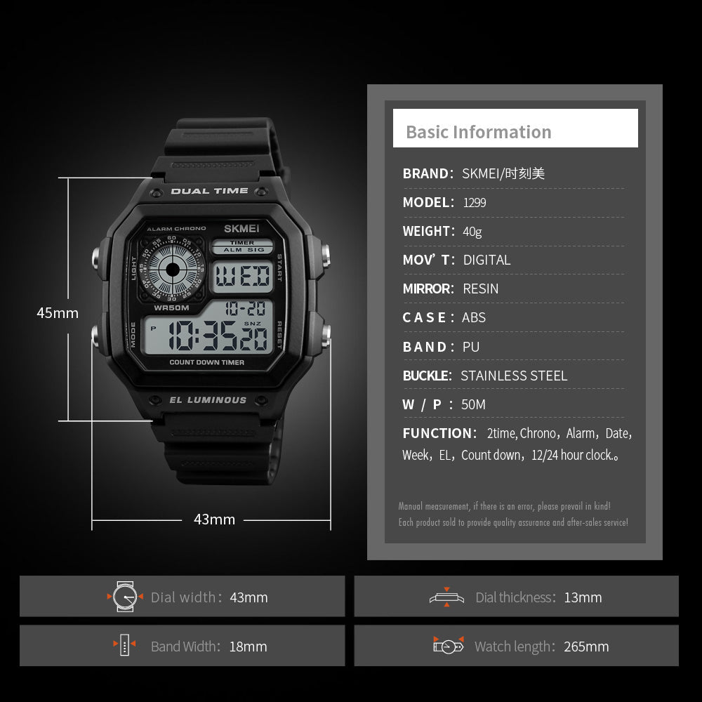 1299 Reloj Skmei para caballero deportivo digital