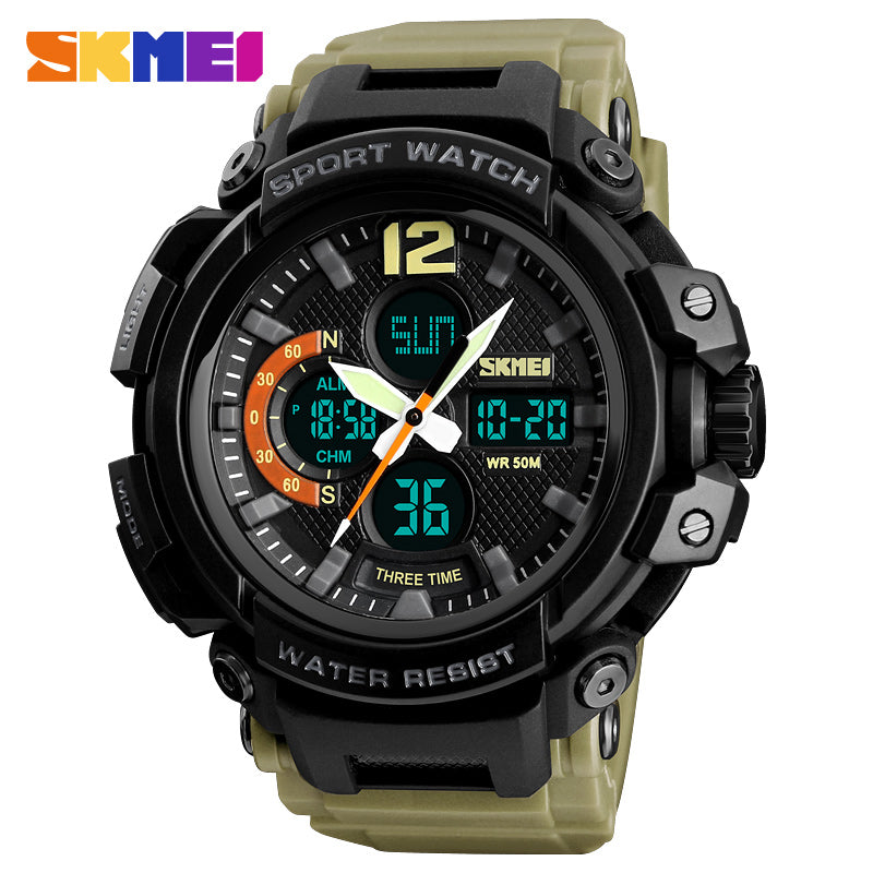 1343 Reloj Skmei para Hombre Pulsera de Caucho Doble hora