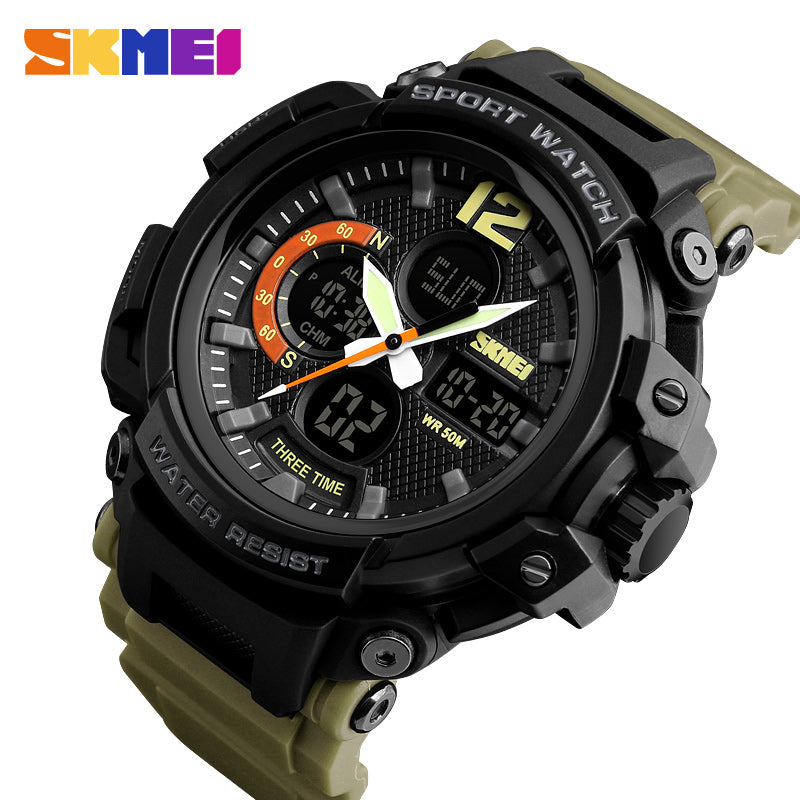 1343 Reloj Skmei para Hombre Pulsera de Caucho Doble hora
