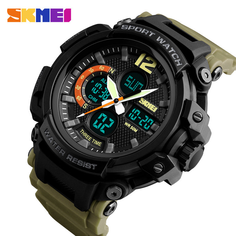1343 Reloj Skmei para Hombre Pulsera de Caucho Doble hora