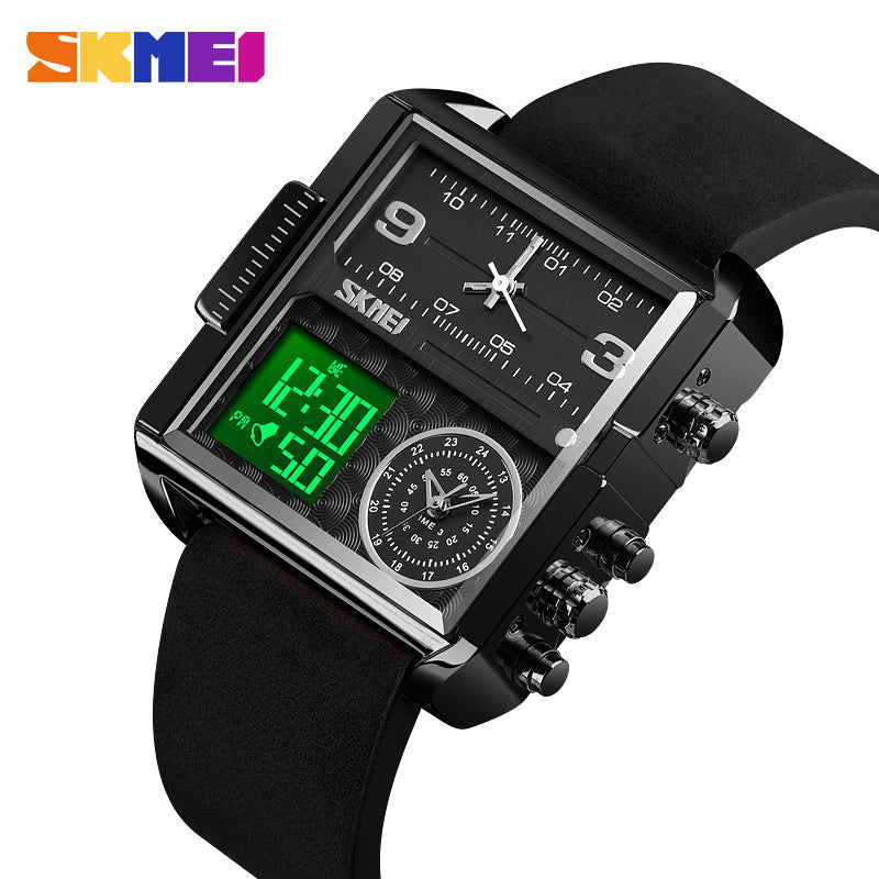 1584L Reloj Skmei para Hombre Pulsera de Caucho Doble hora