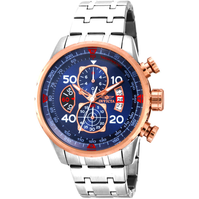 Invicta Aviator Reloj para Hombre Pulsera de Acero Inoxidable Metal Caballero 48 mm