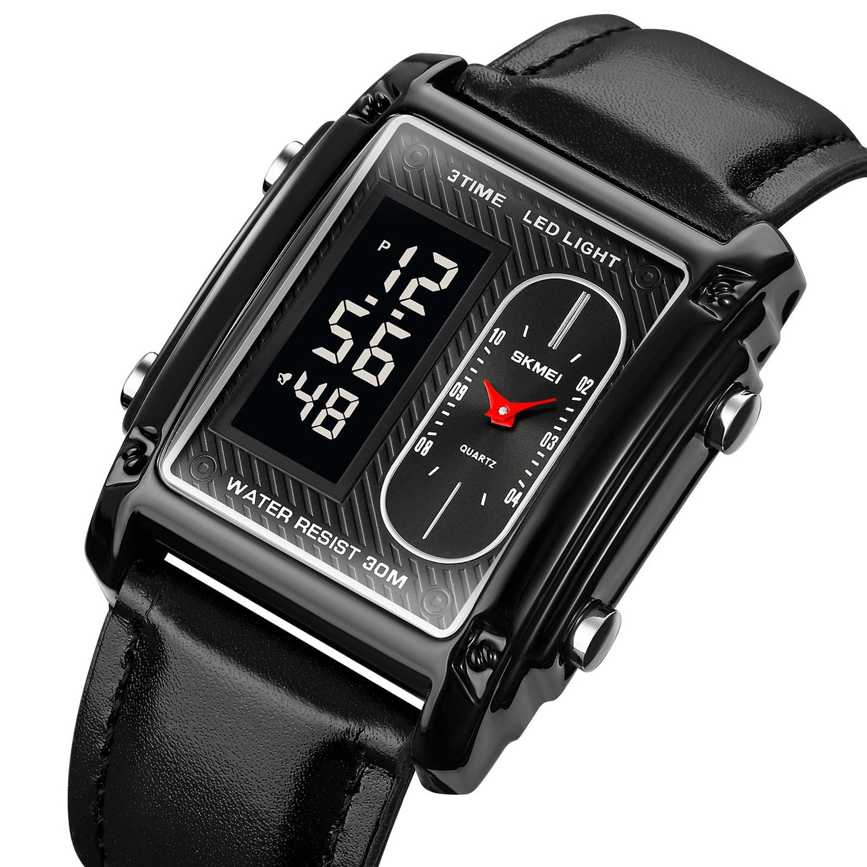 1868l Reloj Skmei para Hombre Pulsera de cuero Doble hora