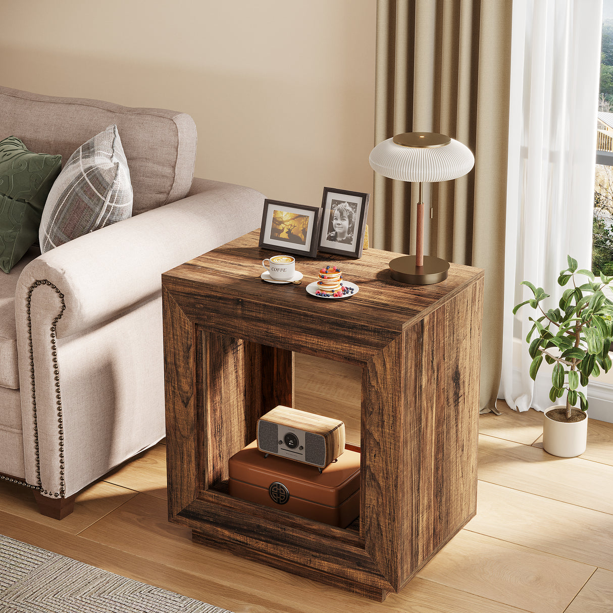 HOGA-JW0911 Mesa de noche Tribesigns de madera