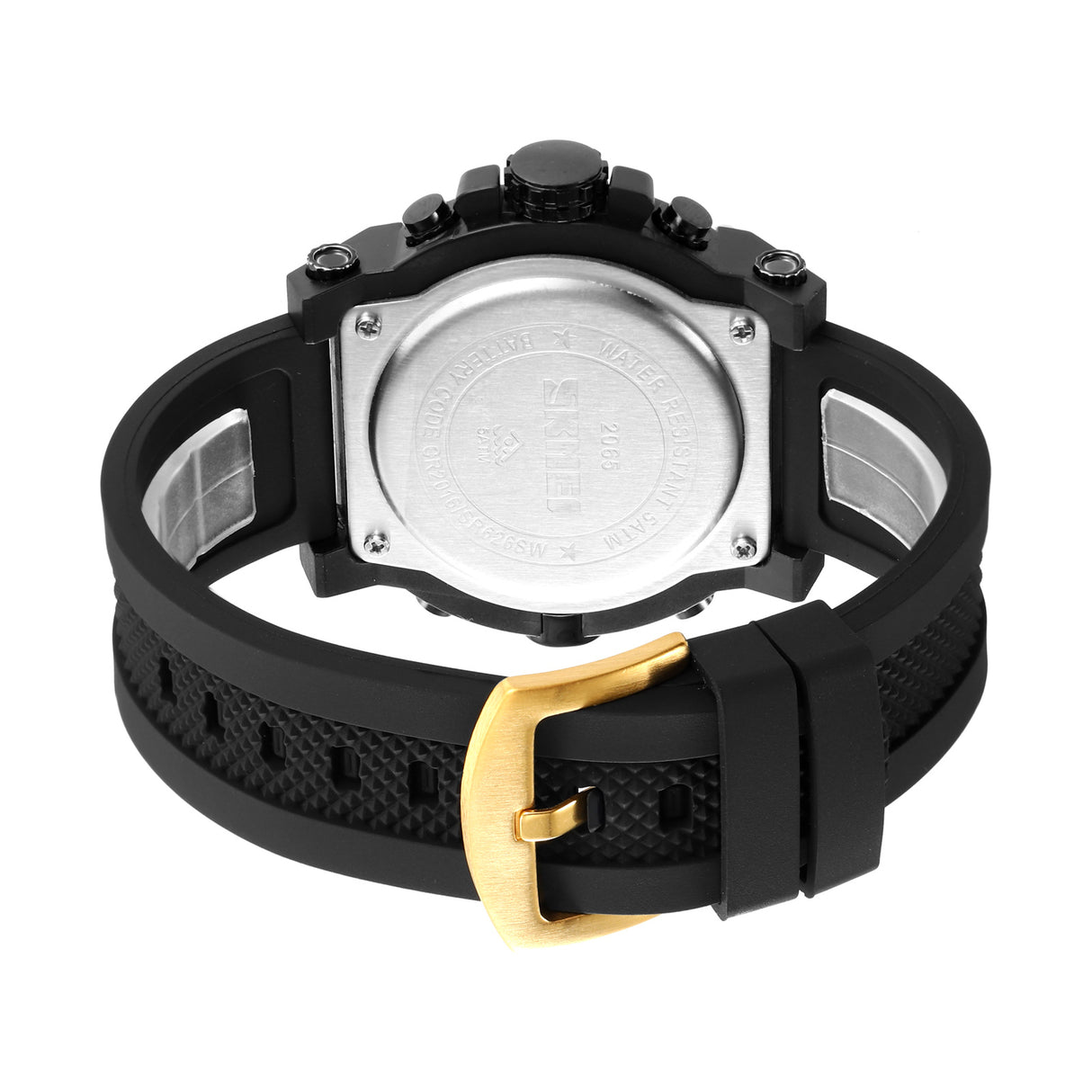 2065 Skmei Reloj para Hombre Pulsera de Caucho Doble hora