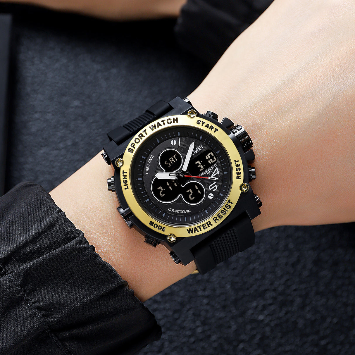 2065 Skmei Reloj para Hombre Pulsera de Caucho Doble hora