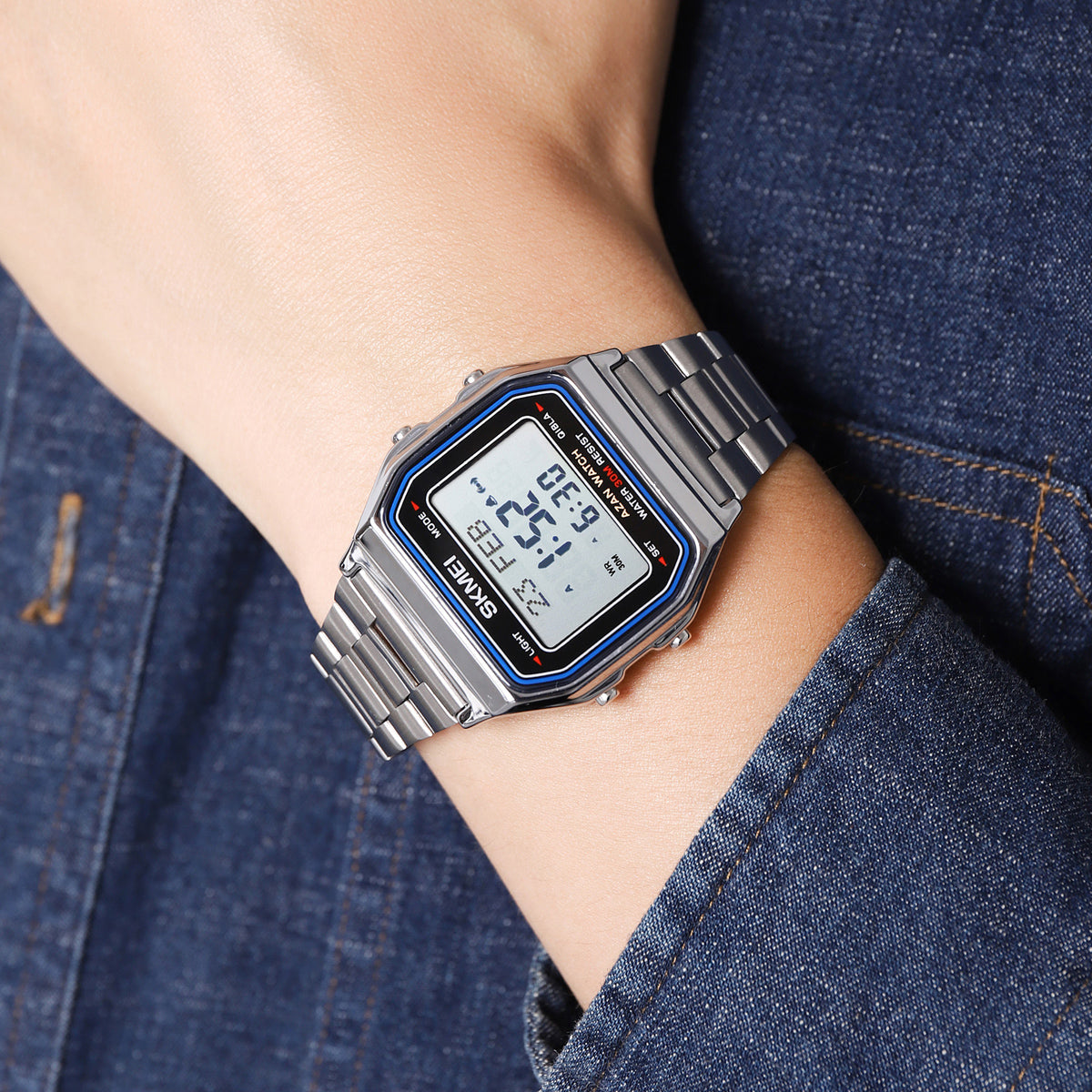 2194 Reloj Skmei para caballero pulsera de metal cuadrado