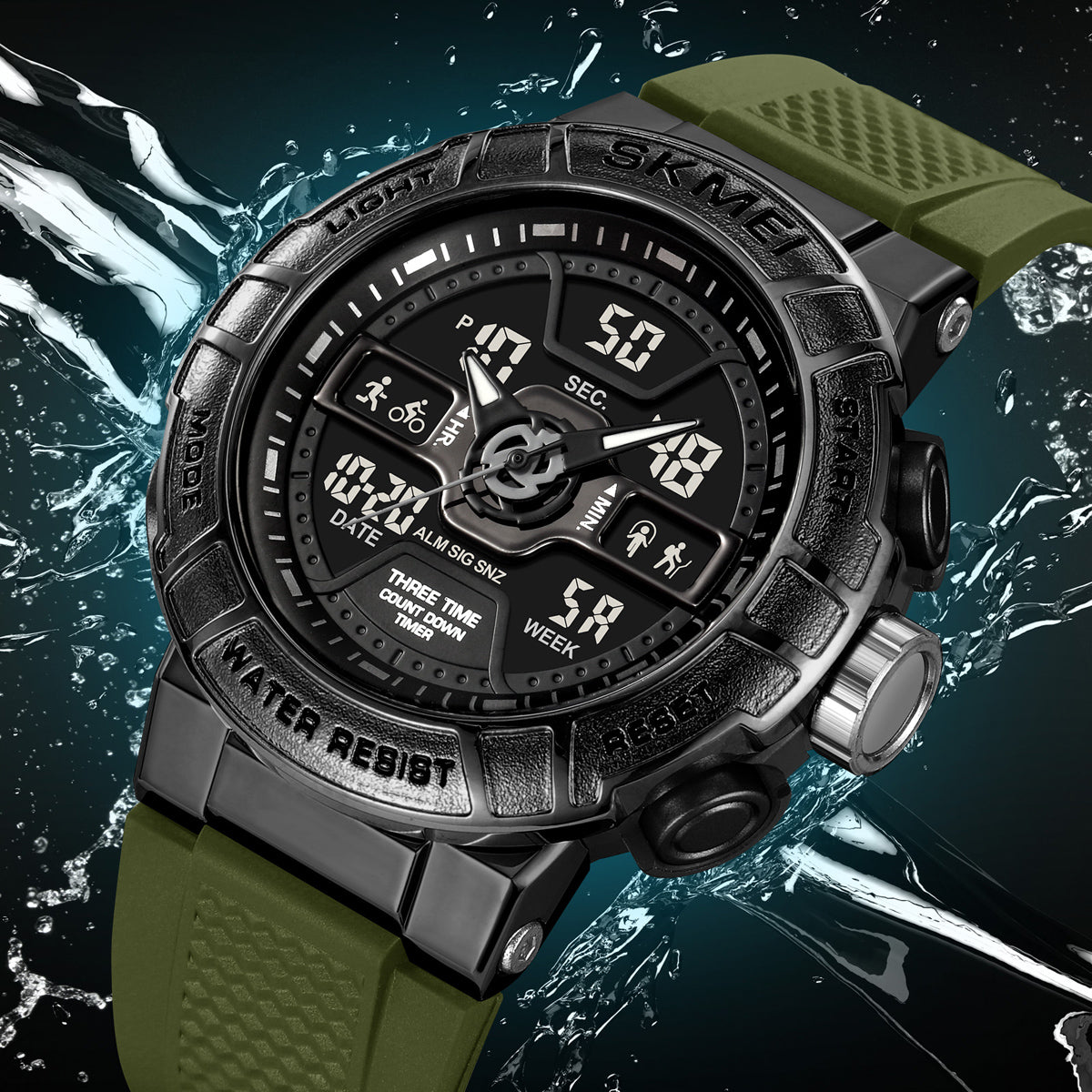 2227 Reloj Skmei deportivo para caballero pulsera de resina