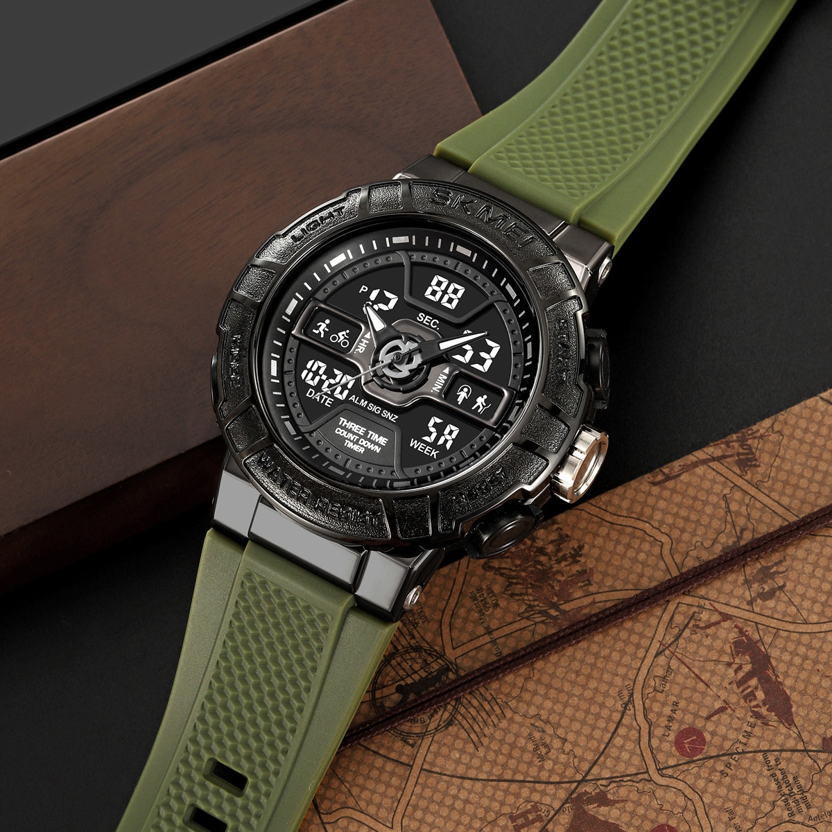 2227 Reloj Skmei deportivo para caballero pulsera de resina