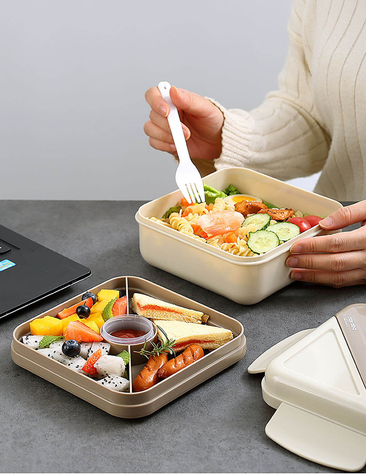 0253 Lonchera de plástico elegante dos colores