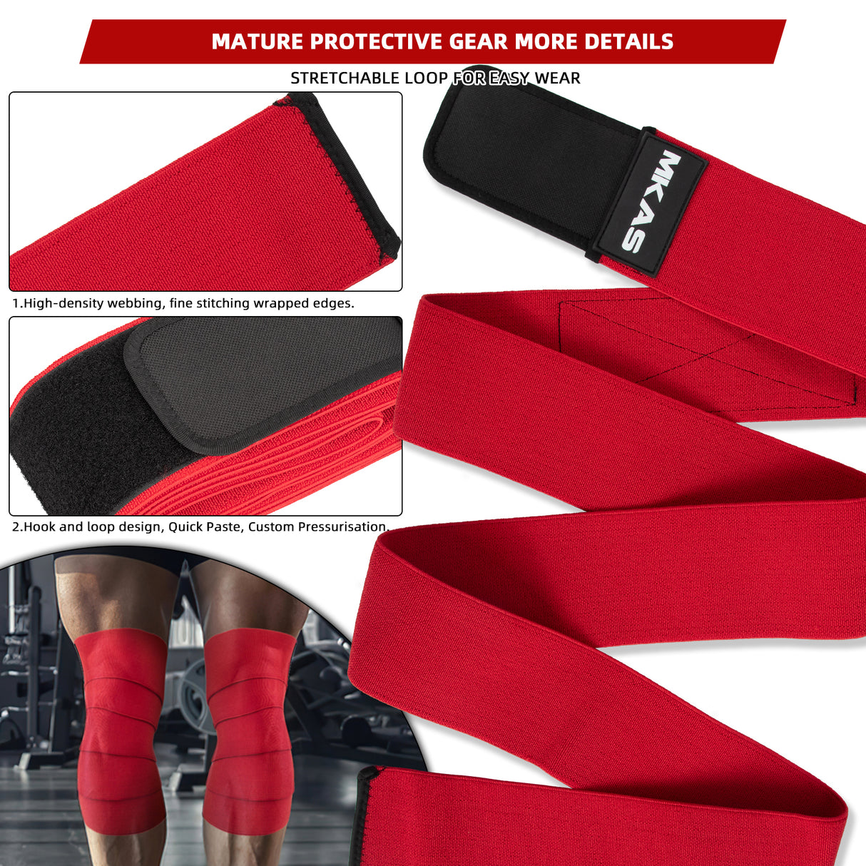 #4-0080 Soporte para rodilleras bandas para entrenamiento de Crossfit Par de rodilleras