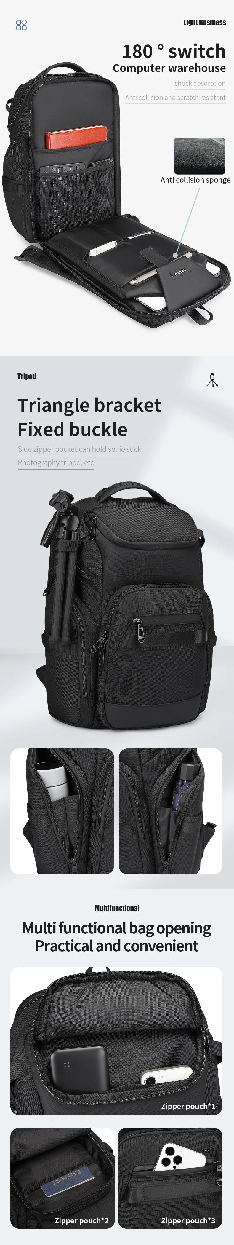 9799 Mochila Ozuko de gran capacidad 26 lb impermeable