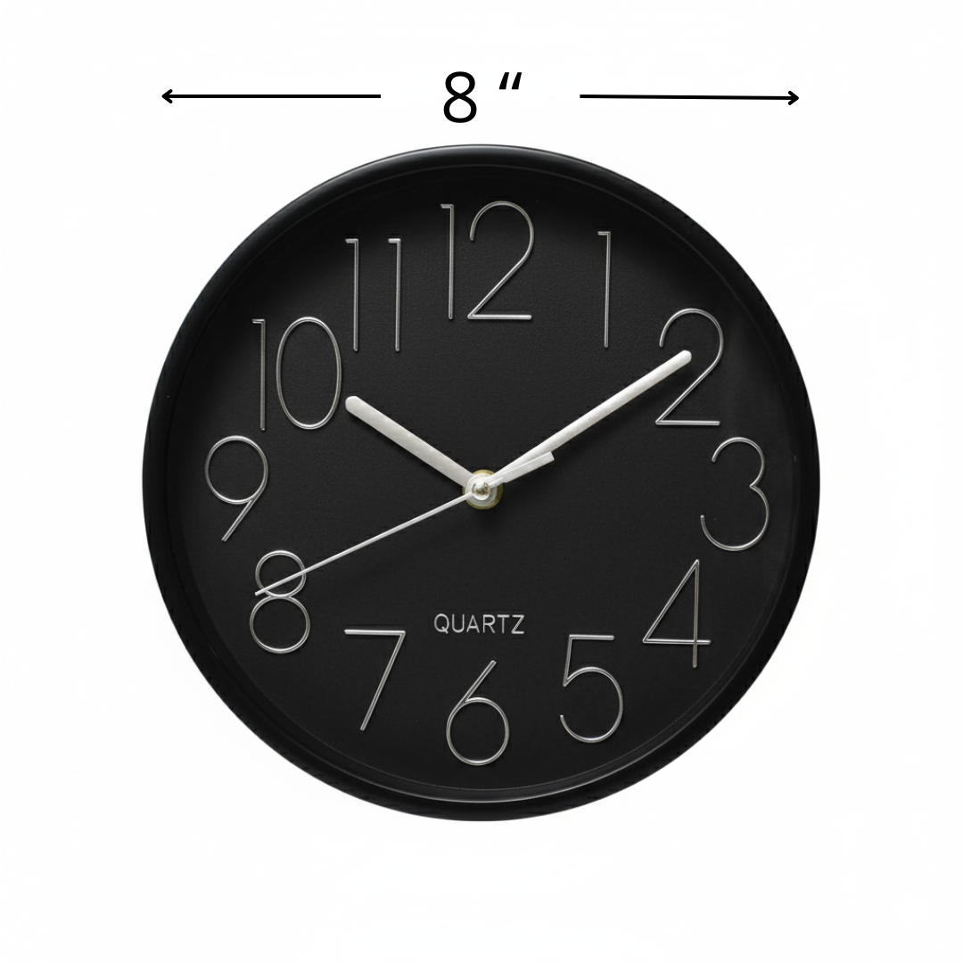 Reloj de pared análogo varios tamaños color negro