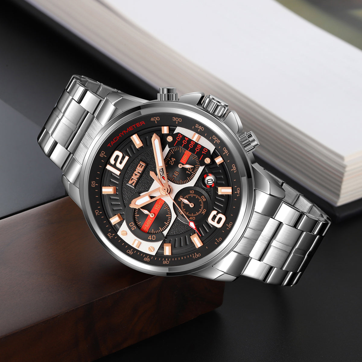 9332 Reloj Skmei para caballero pulsera de metal