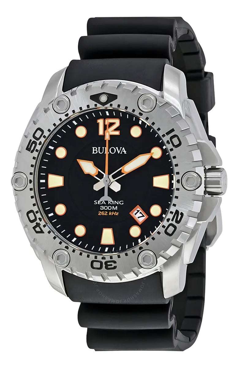 96B228 Reloj Bulova Sea King de hombre pulsera de caucho 48 mm