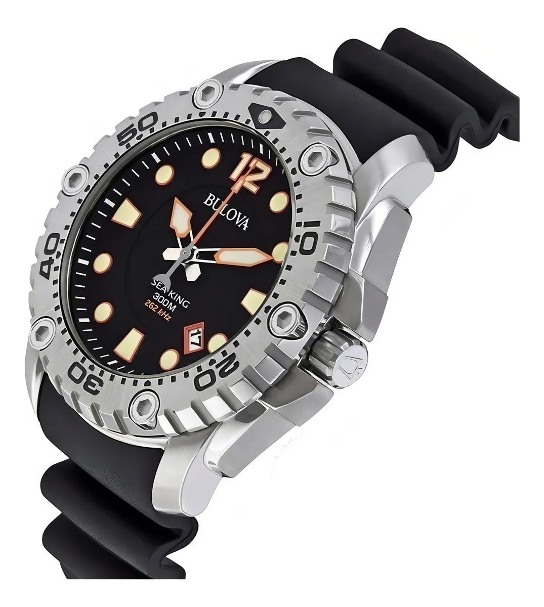 96B228 Reloj Bulova Sea King de hombre pulsera de caucho 48 mm