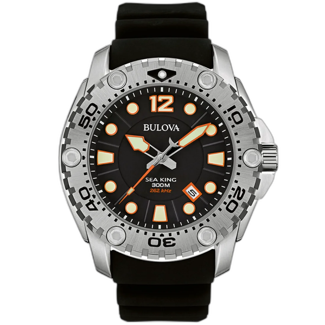 96B228 Reloj Bulova Sea King de hombre pulsera de caucho 48 mm