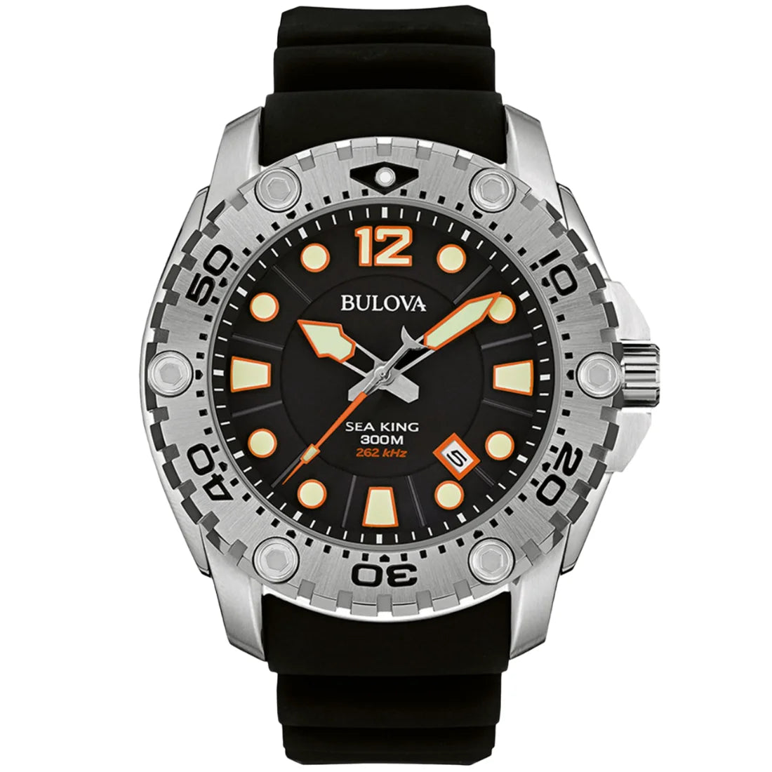 96B228 Reloj Bulova Sea King de hombre pulsera de caucho 48 mm