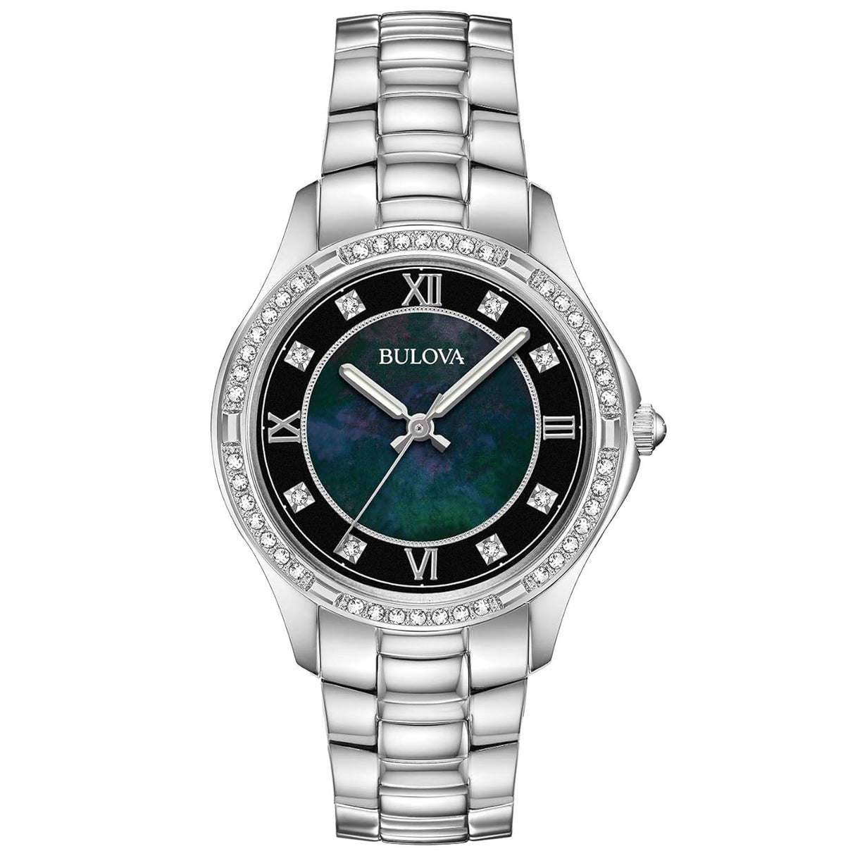 96L266 Bulova Cristal Swarovski Reloj para Mujer Pulsera de Metal Análogo