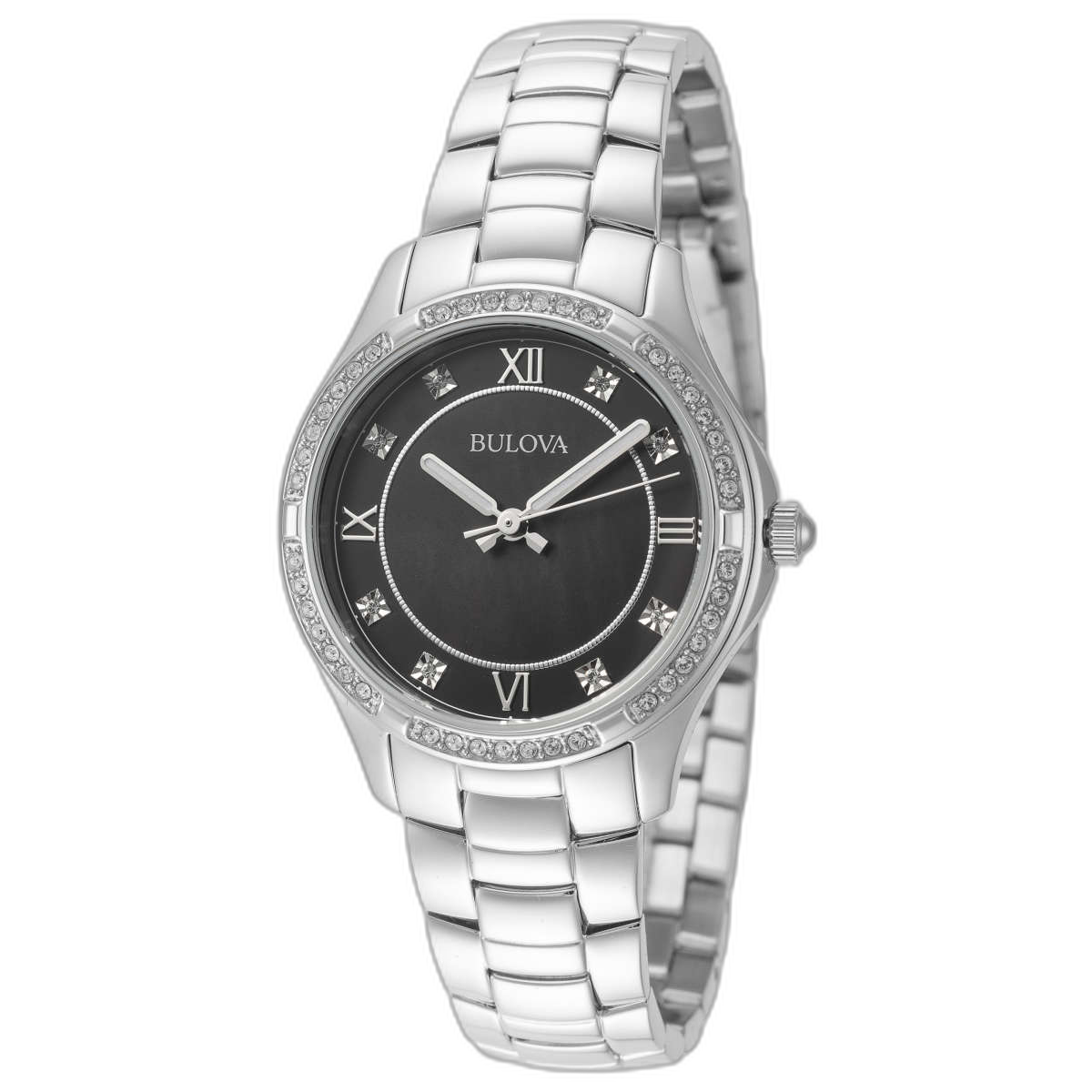 96L266 Bulova Cristal Swarovski Reloj para Mujer Pulsera de Metal Análogo