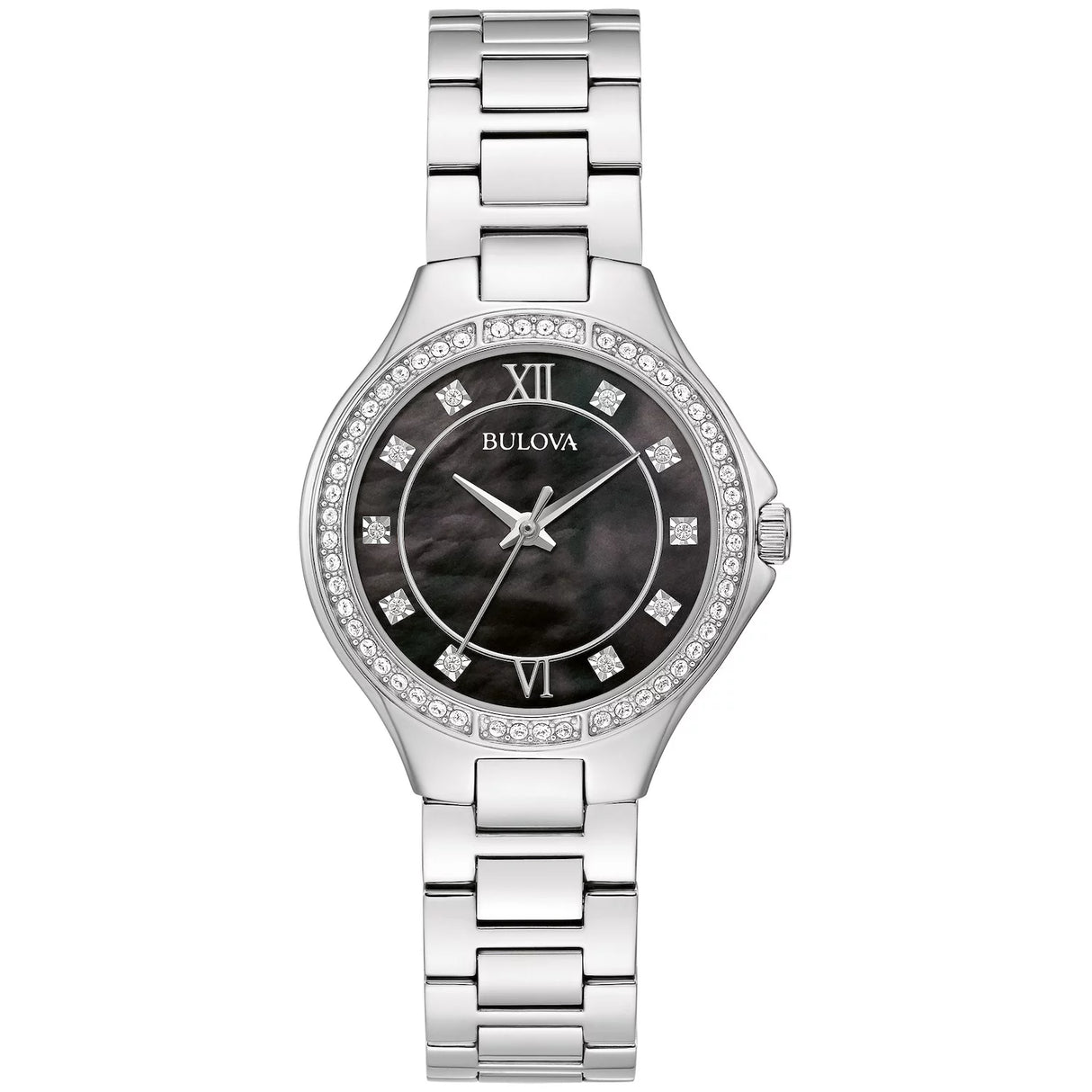96L300 Reloj Bulova Crystal de dama pulsera de metal 30 mm