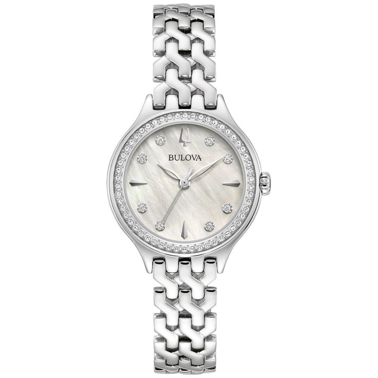 96L312 Reloj Bulova Crystal de dama pulsera de metal 29 mm