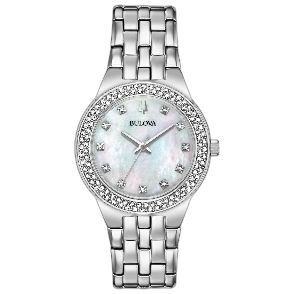 96X144 Reloj Bulova Crystal de mujer banda de metal 33 mm