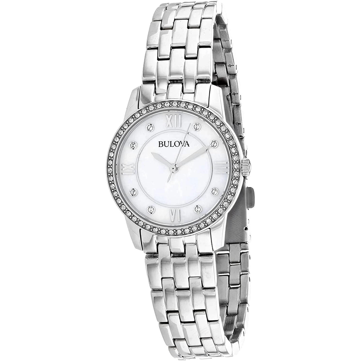 96X155 Reloj Bulova Crystal de dama pulsera de metal 27 mm