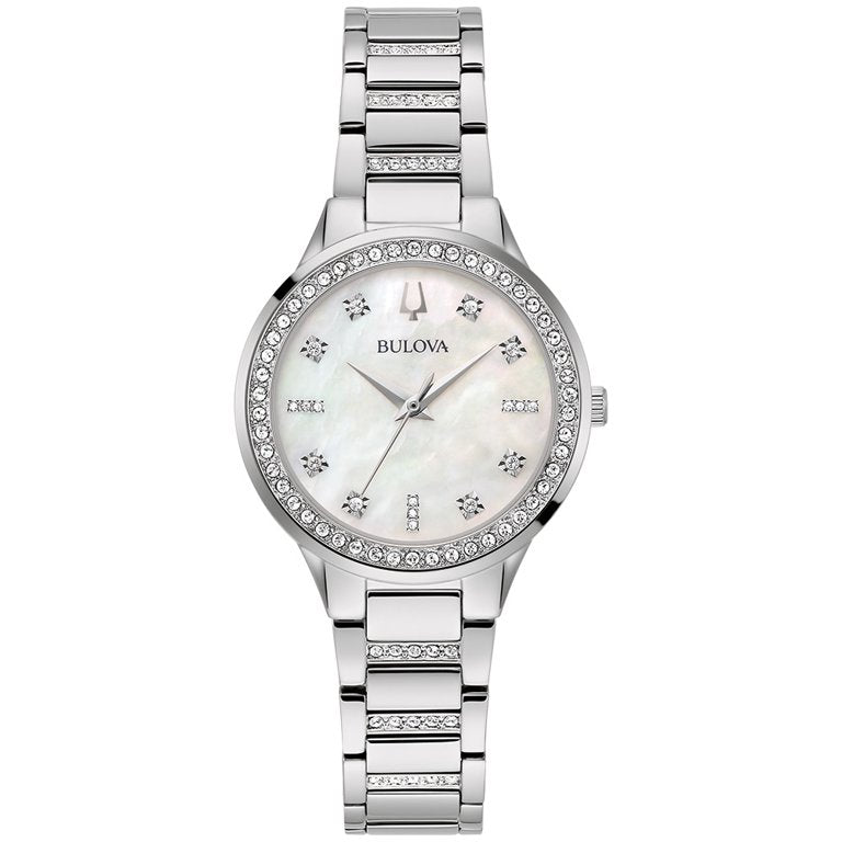 96X162 Bulova Crystal reloj de mujer pulsera de metal