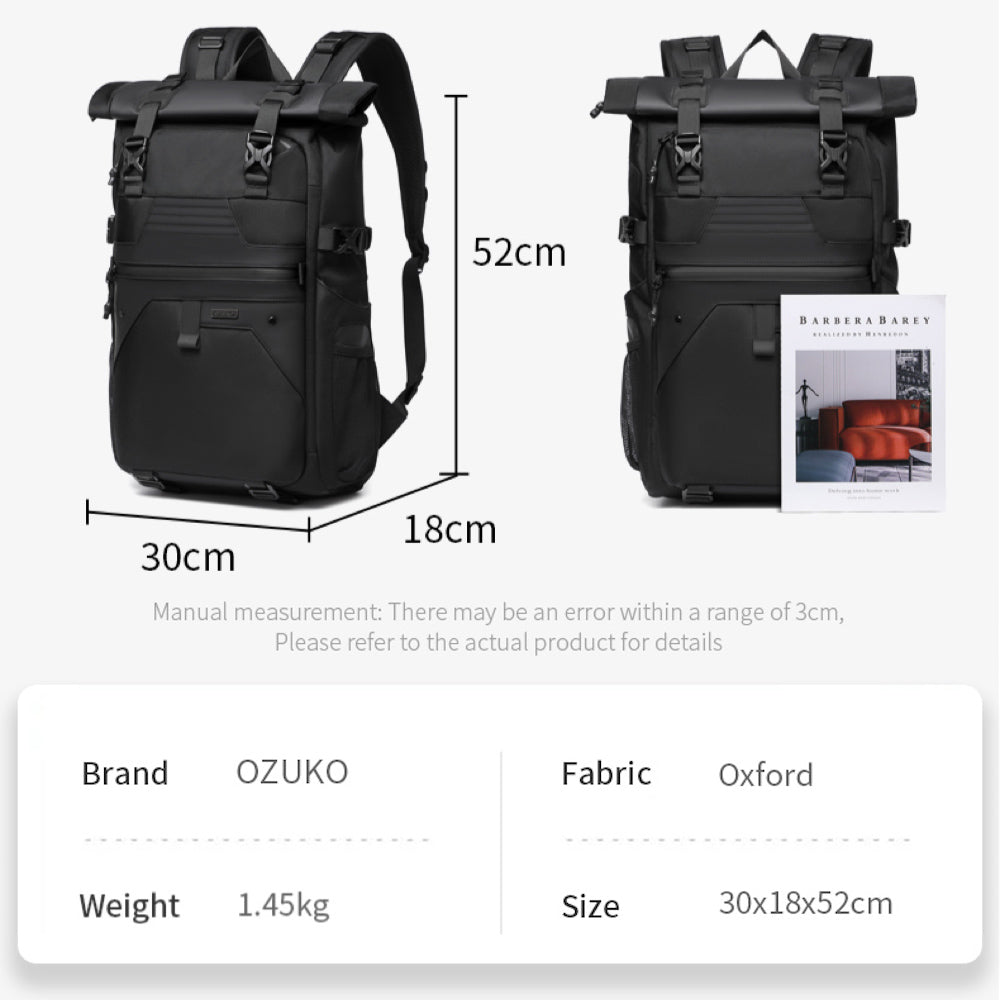 9761 Mochila Ozuko Impermeable Rolltop de 30L