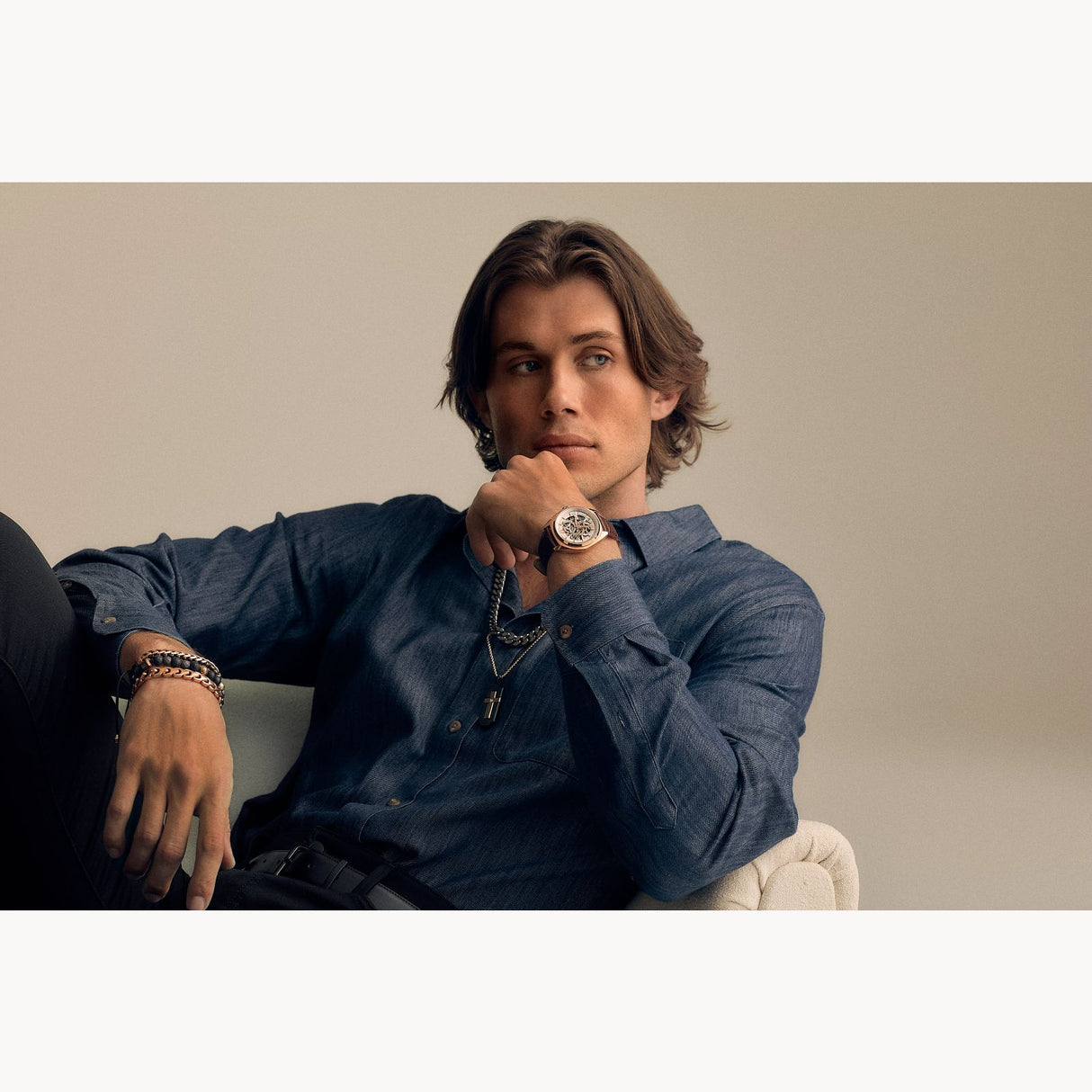 97A175 Reloj Bulova Surveyor de hombre pulsera de cuero 41mm