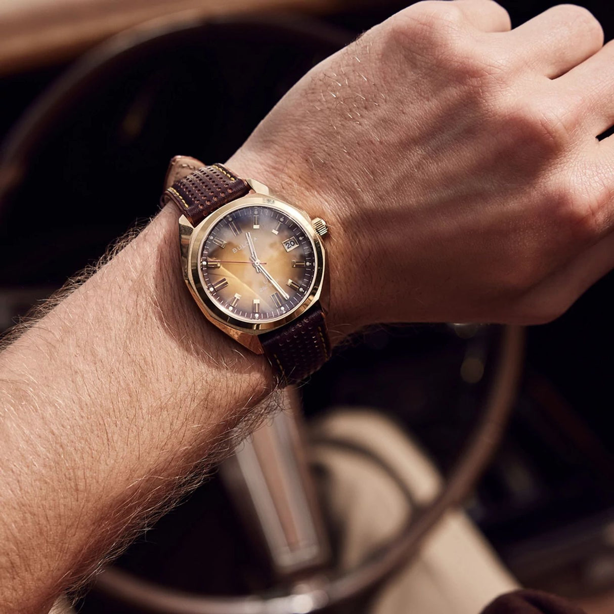 97B214 Reloj Bulova Jet Star de hombre correa de piel 40 mm