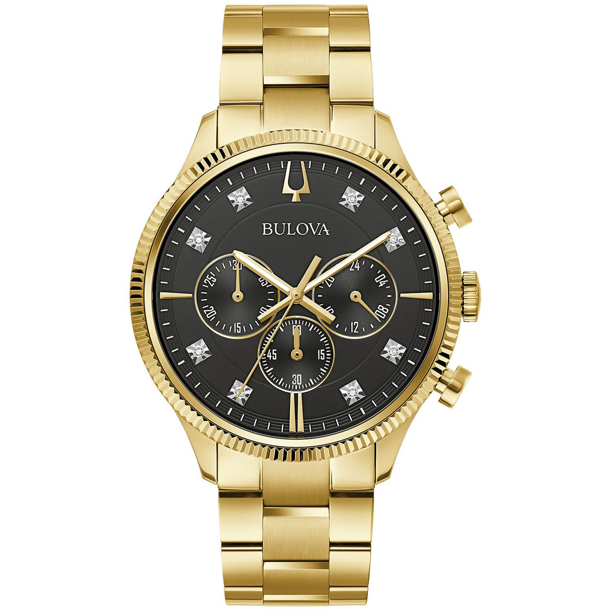 97D131 Bulova Reloj de Hombre con Esfera Dorada y Diamantes