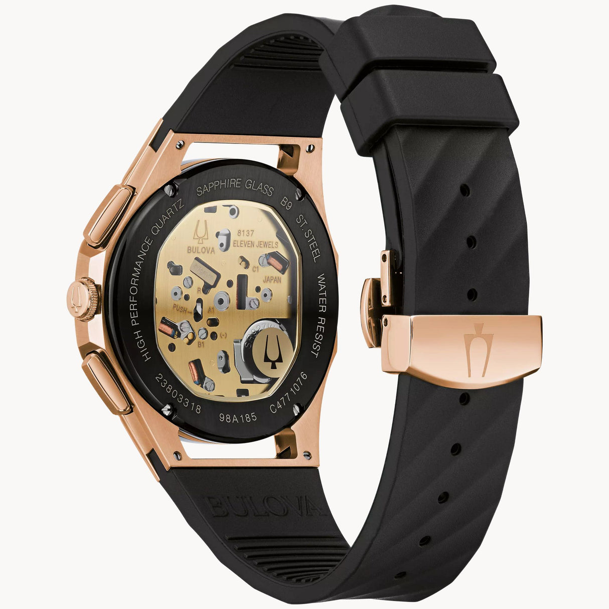 98A185 Reloj Bulova Curv de hombre correa de caucho