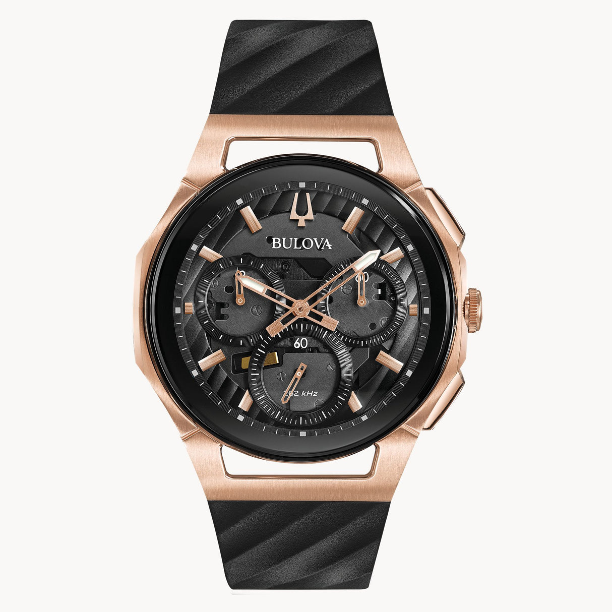 98A185 Reloj Bulova Curv de hombre correa de caucho