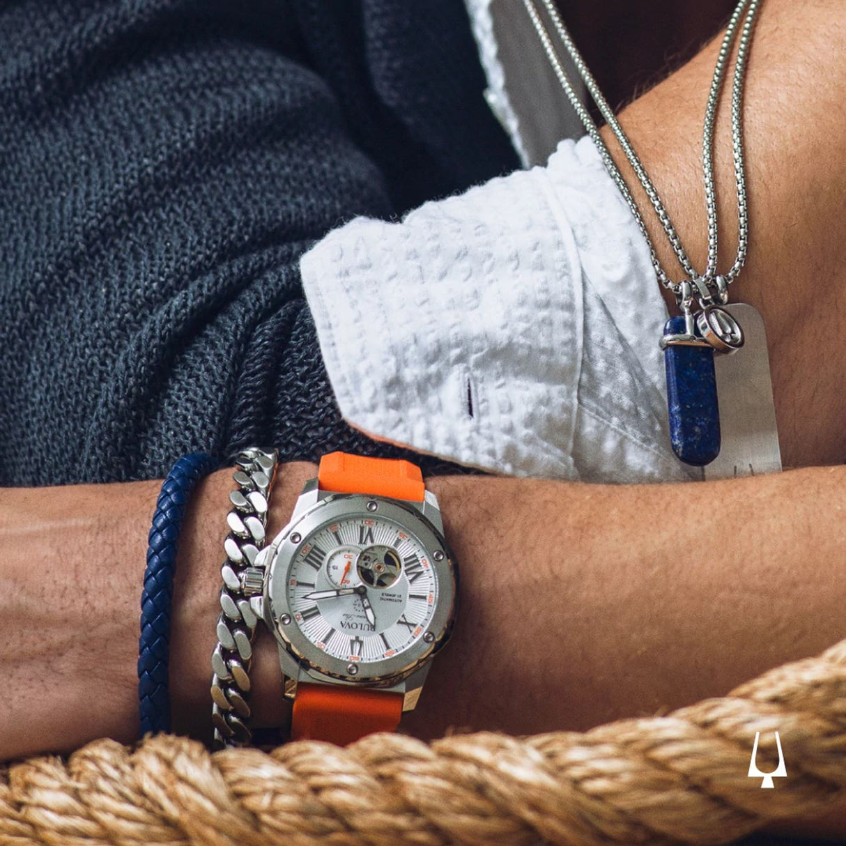 98A226 Bulova Marine Star reloj de hombre banda de caucho 44mm