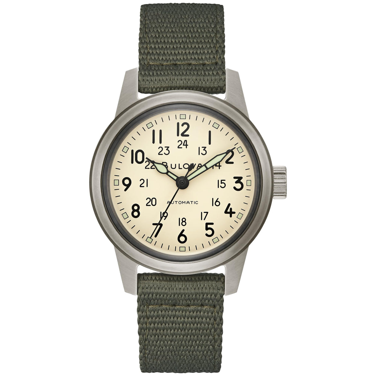 98A307 Reloj Bulova Hack Military de hombre pulsera de tela
