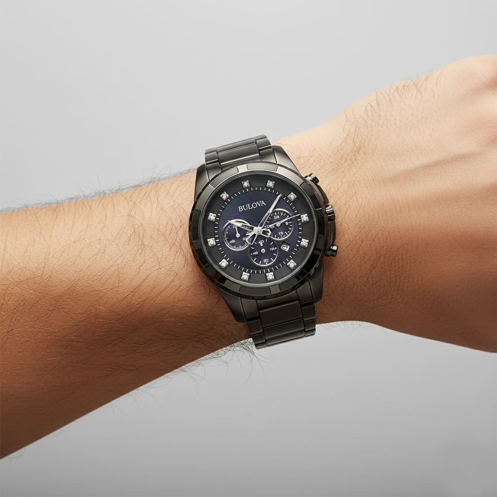 98D133 Reloj Bulova Diamond Accent de hombre pulsera de metal 44 mm