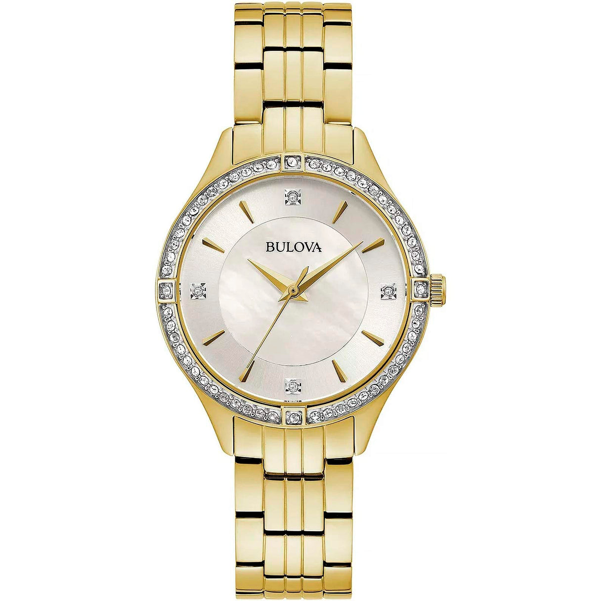 98L274 Reloj Bulova Crystal de dama pulsera de metal