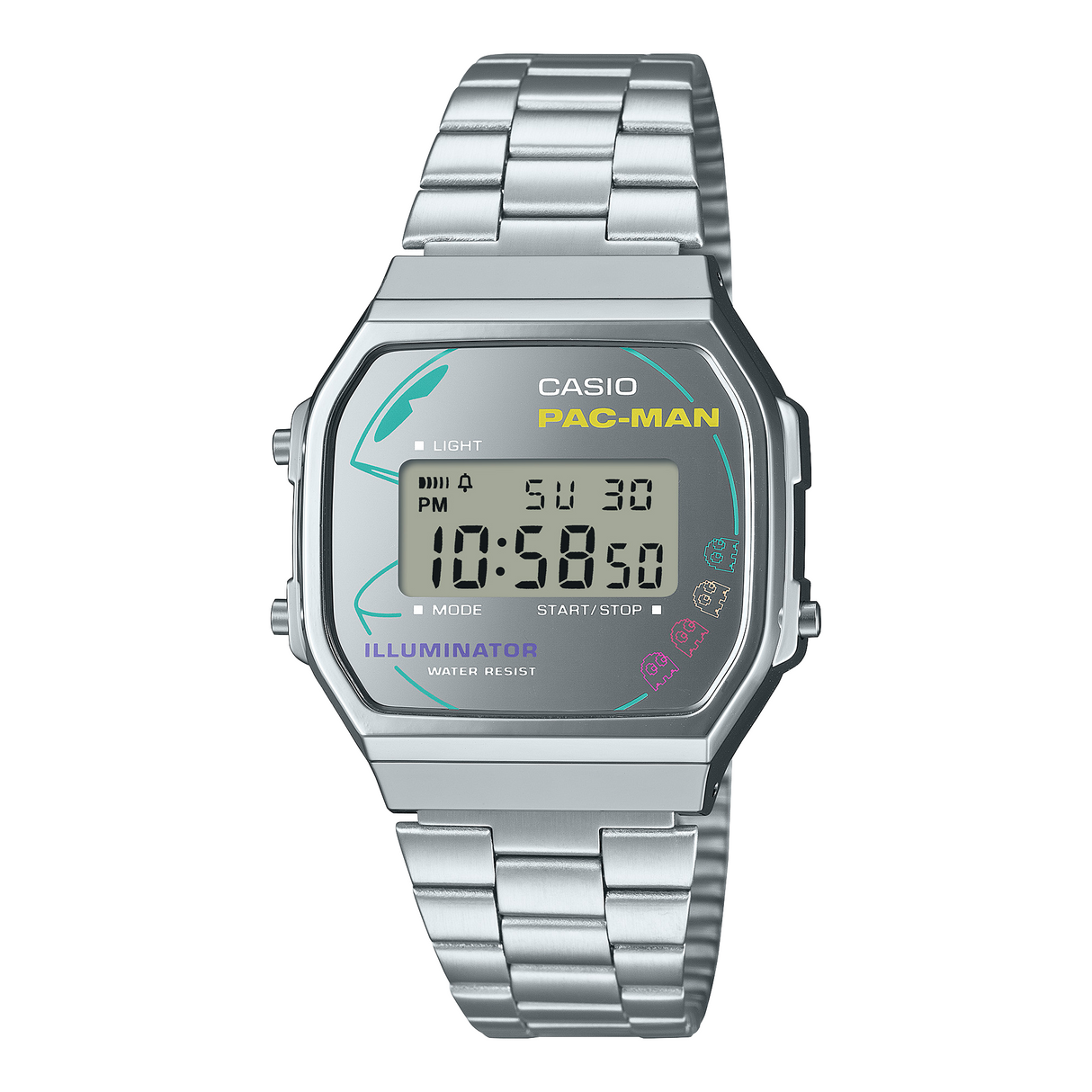 A168WEPC-7A Reloj Casio Pac-Man pulsera de metal