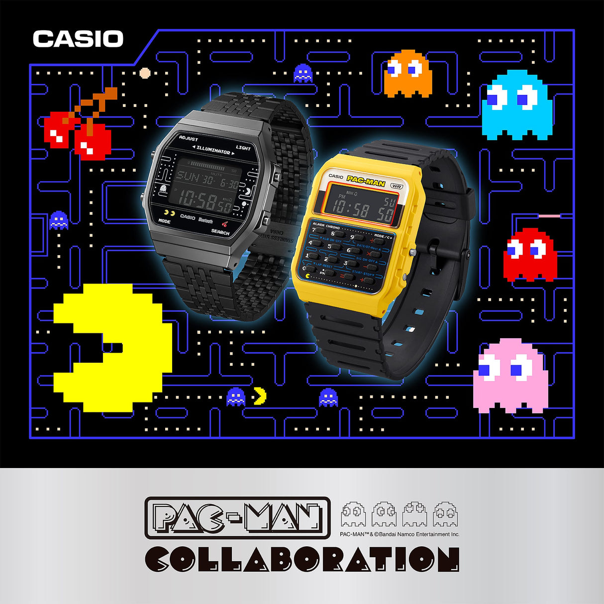 ABL-100WEPC-1B Reloj Casio Pac-Man de hombre pulsera de metal con bluetooth