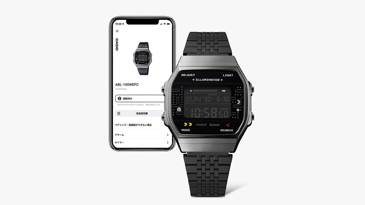 ABL-100WEPC-1B Reloj Casio Pac-Man de hombre pulsera de metal con bluetooth