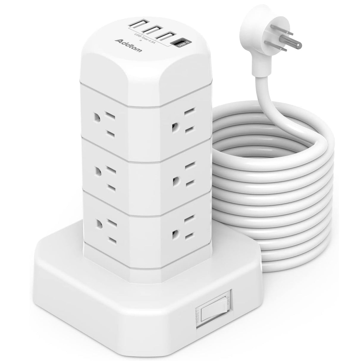 AD12T4U Regleta de Sobretensión con 12 Tomas y Puertos USB - 3 USB-A + 1 USB-C