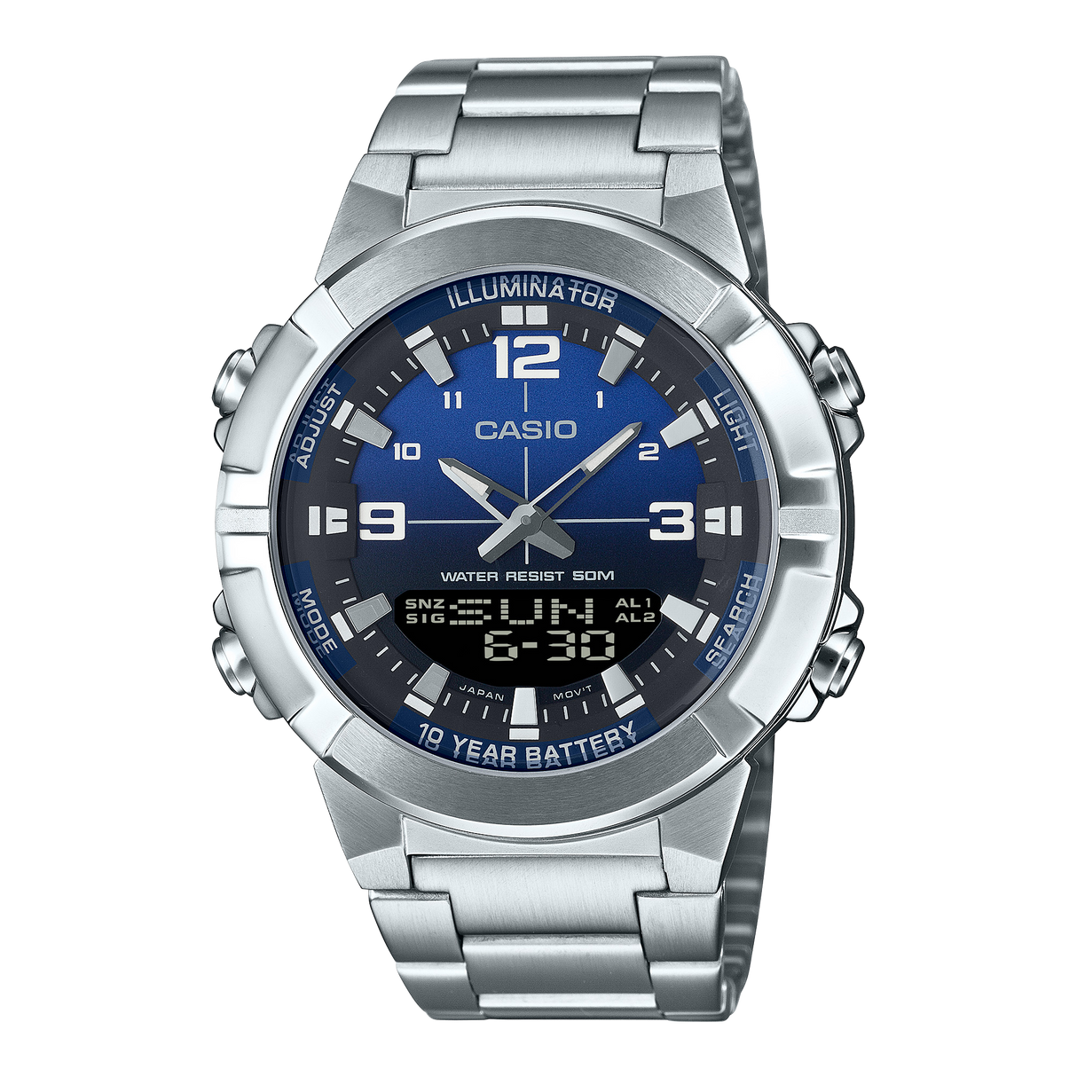 AMW-870D Reloj Casio pulsera de metal doble