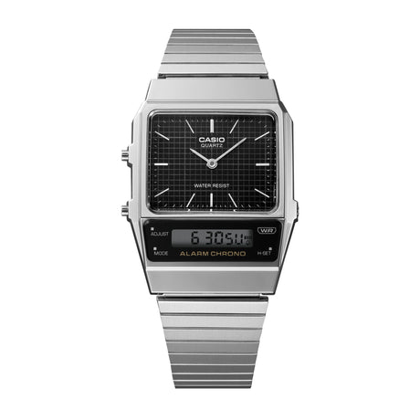 AQ-800 Reloj Casio para Hombre, Mujer Pulsera de Metal Doble hora Vintage Clásico