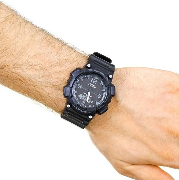 AQ-S810 Reloj Casio para Hombre Pulsera de Caucho Doble hora Tough Solar Illuminator